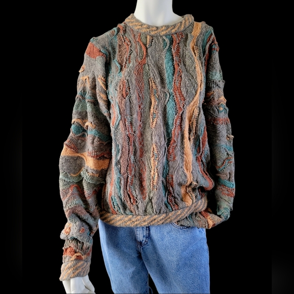 Vintage Coogi Classic 3D Texture Cable Knit Sweater 90s Australia Biggie XL - Picture 3 of 8
